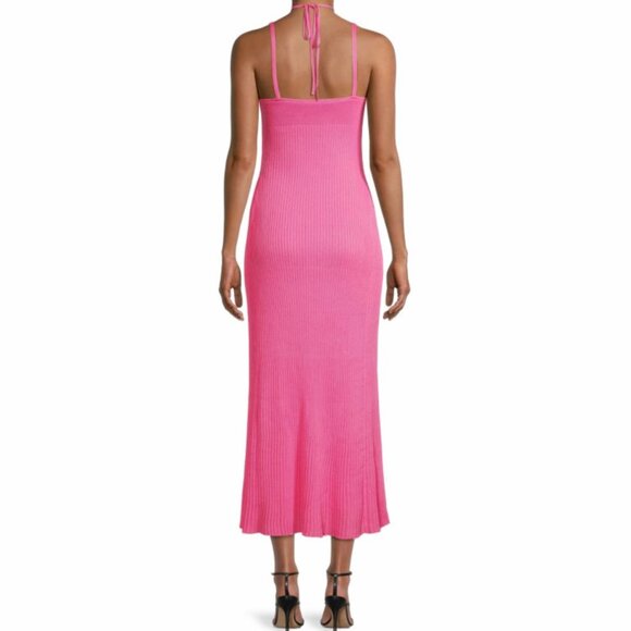 Hansen & Gretel Dress Belinda Pink Fuschia Knit Strap Midi Halter Long Straps XS - Picture 3 of 14
